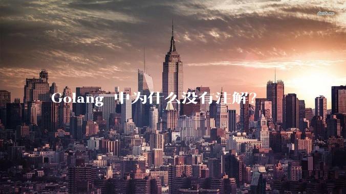 Golang 中为什么没有注解？